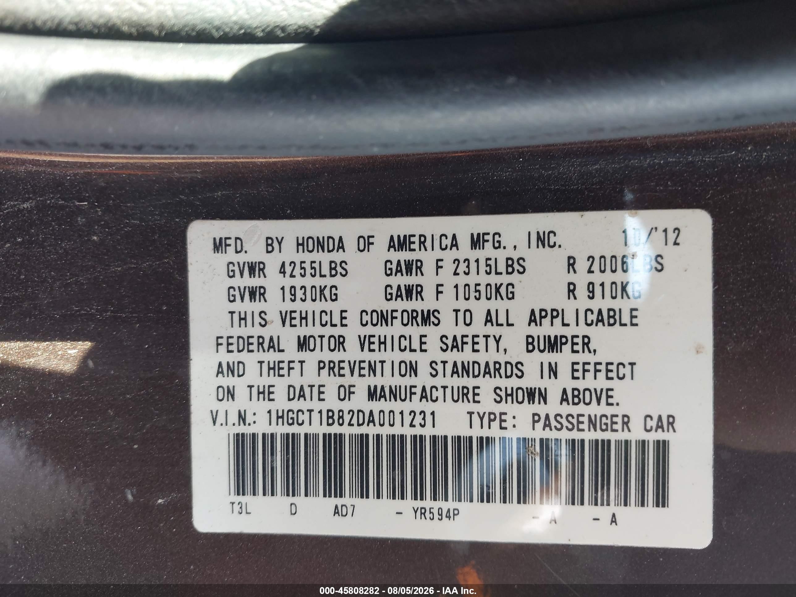 2013 Honda Accord Ex-l Brown vin: 1HGCT1B82DA001231