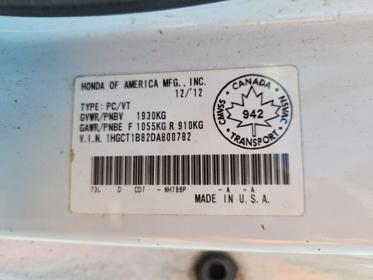 2013 Honda Accord Exl White vin: 1HGCT1B82DA800782