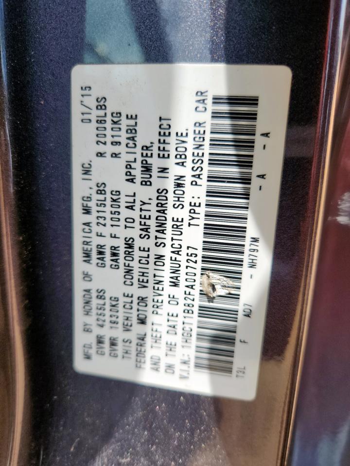2015 Honda Accord Exl Gray vin: 1HGCT1B82FA007257