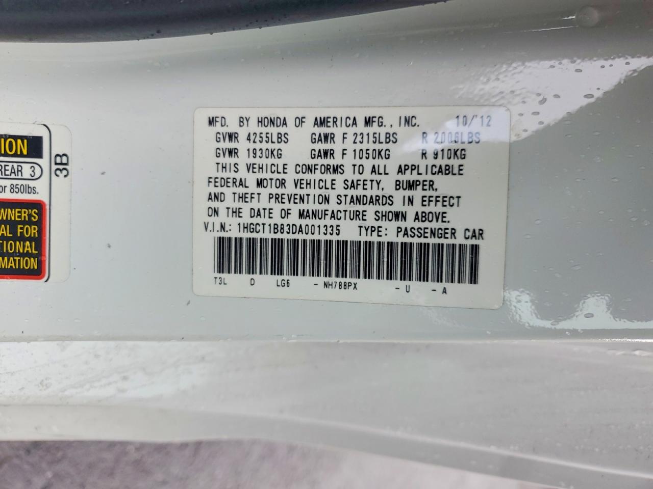 2013 Honda Accord Exl White vin: 1HGCT1B83DA001335