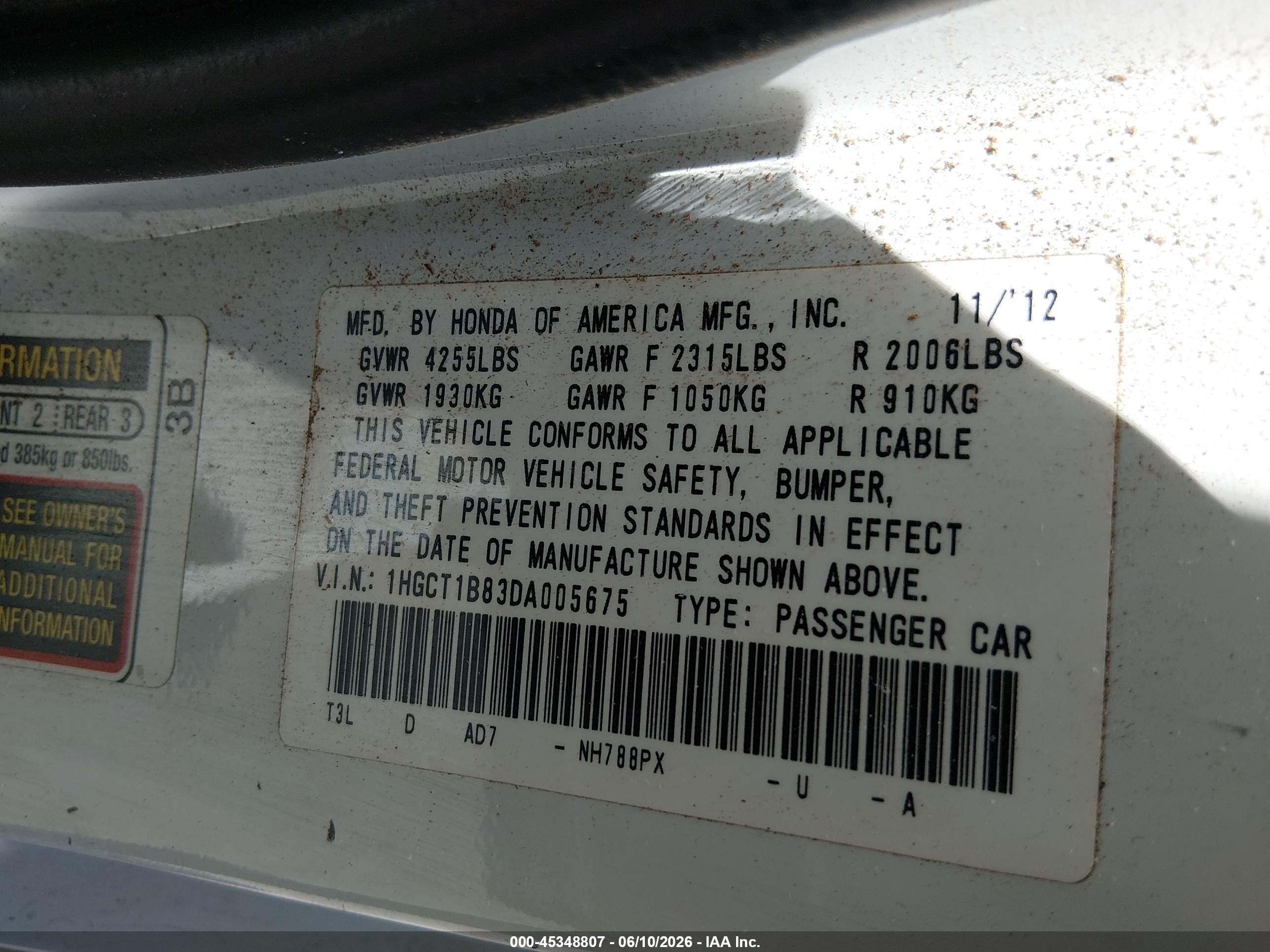 2013 Honda Accord Ex-l White vin: 1HGCT1B83DA005675