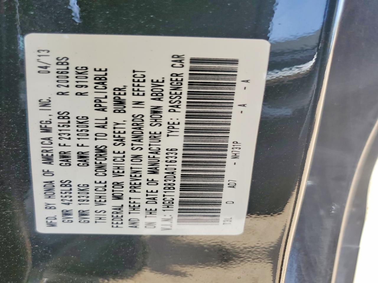 2013 Honda Accord Exl Черный vin: 1HGCT1B83DA016336