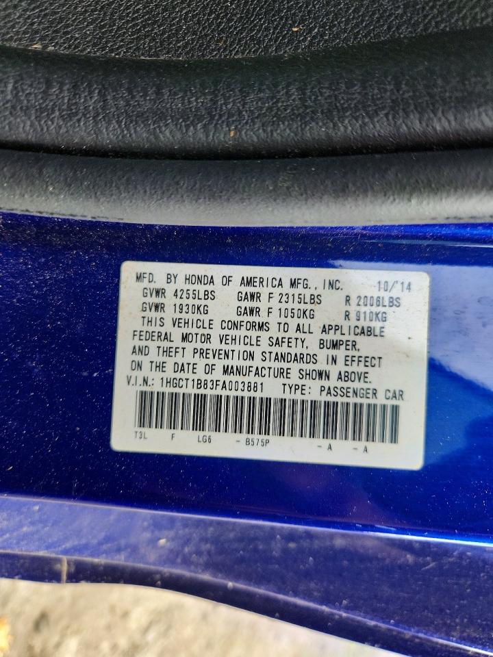 2015 Honda Accord Exl Blue vin: 1HGCT1B83FA003881