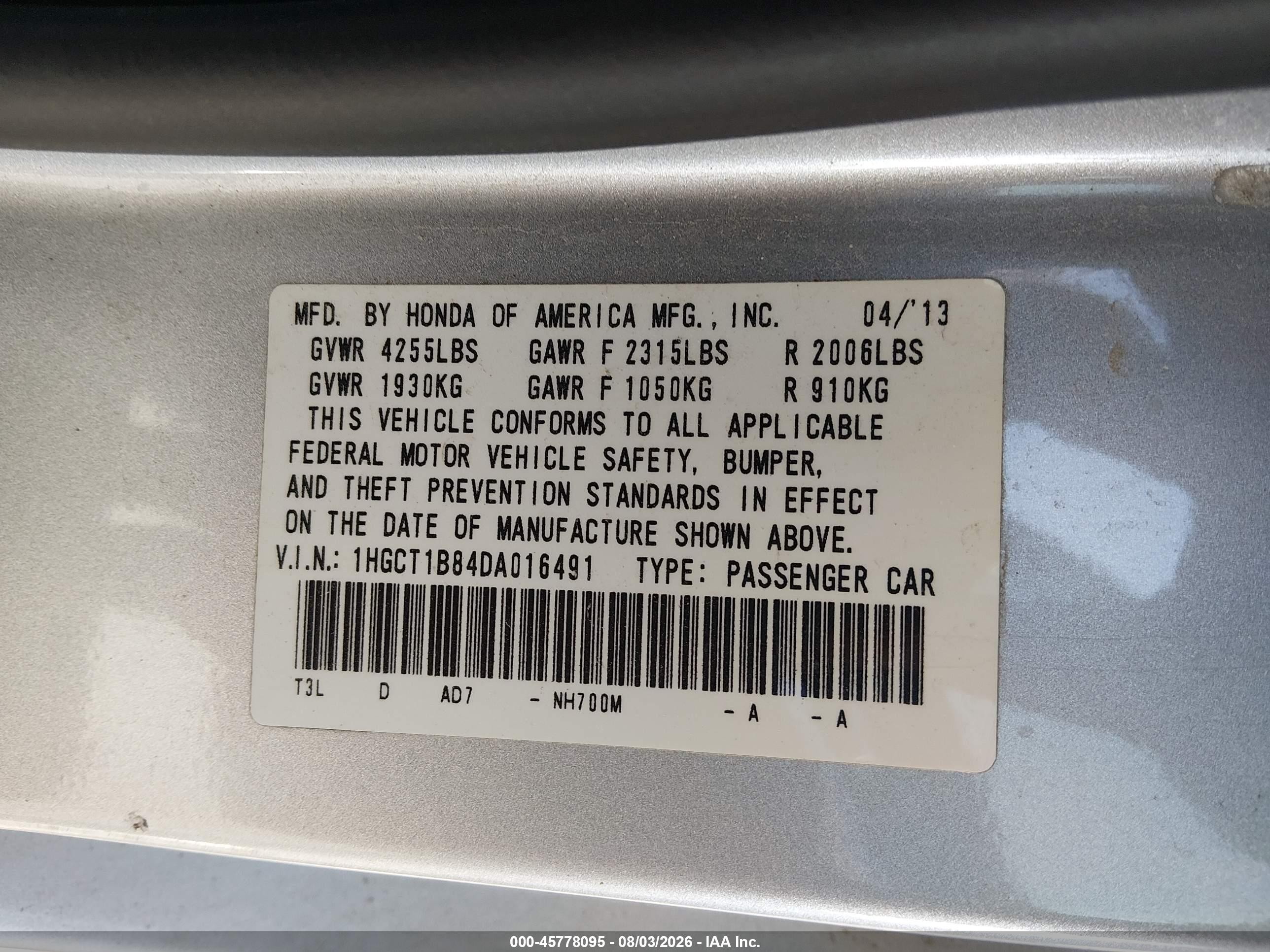 2013 Honda Accord Ex-l Silver vin: 1HGCT1B84DA016491