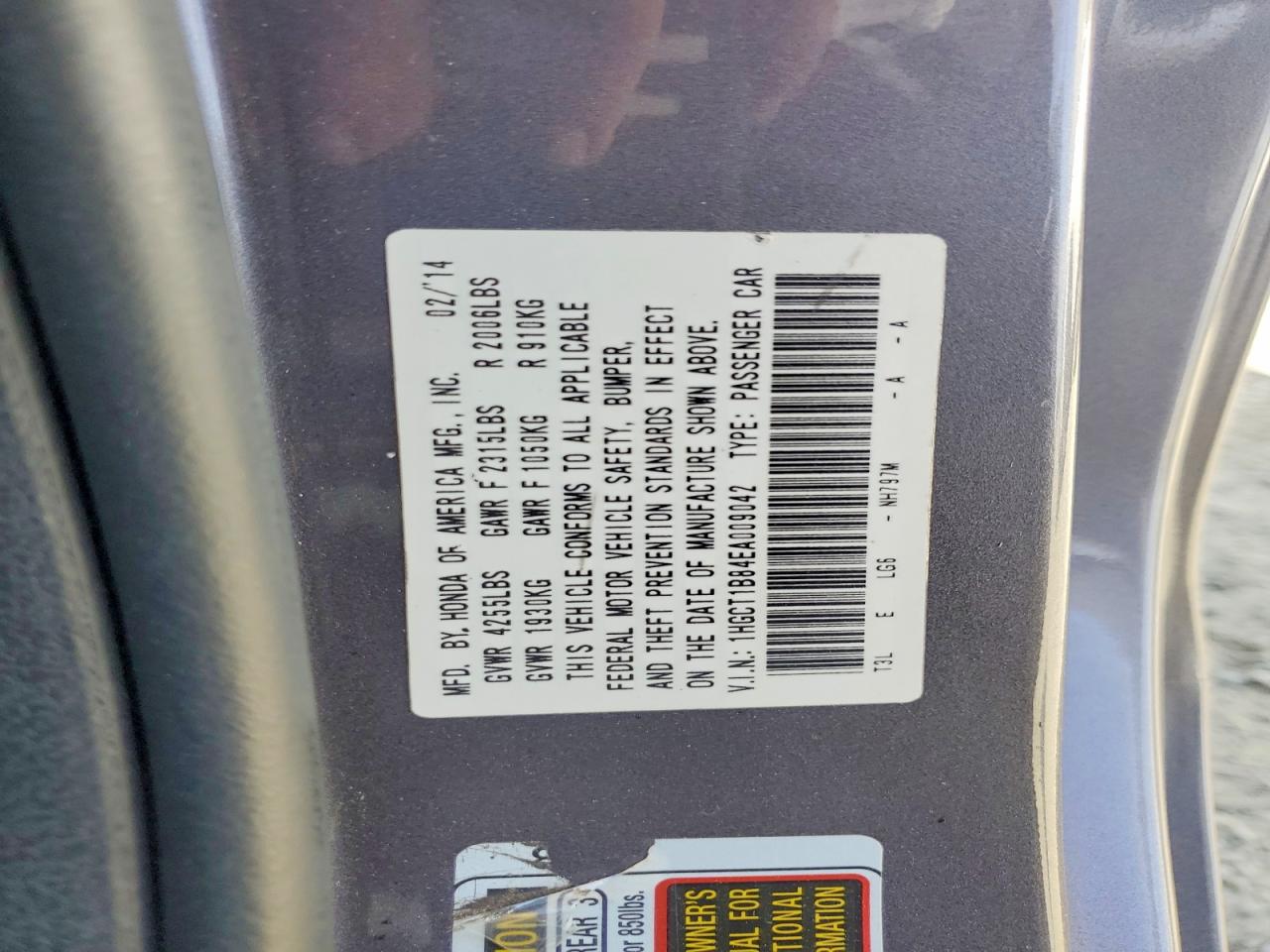 2014 Honda Accord Exl Серый vin: 1HGCT1B84EA009042