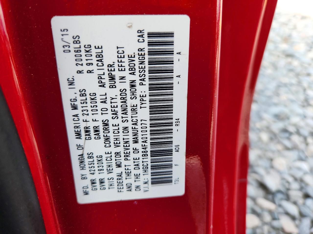 2015 Honda Accord Exl Red vin: 1HGCT1B84FA010077