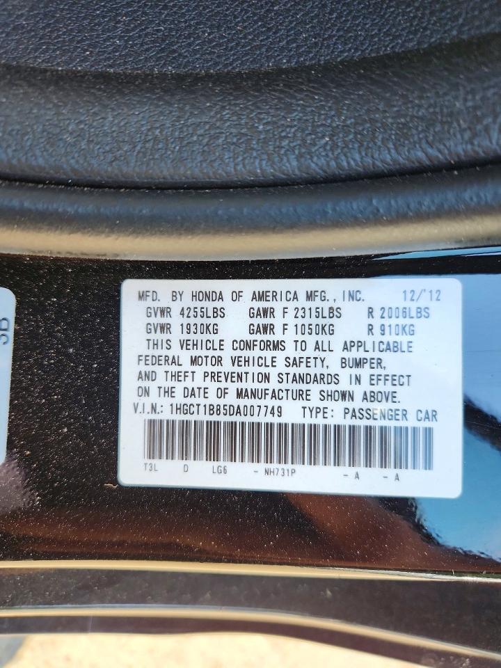 2013 Honda Accord Exl Black vin: 1HGCT1B85DA007749
