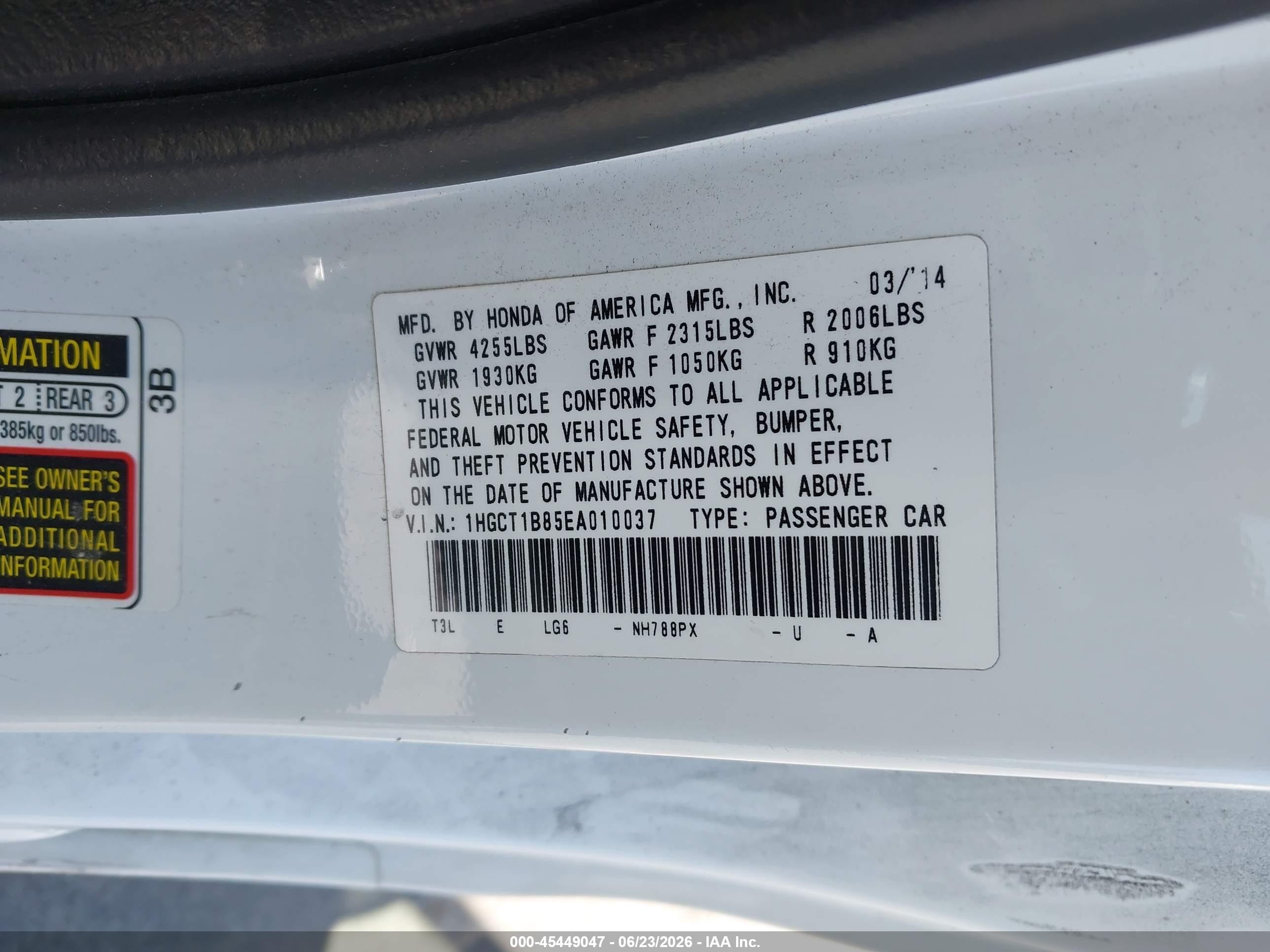 2014 Honda Accord Ex-l White vin: 1HGCT1B85EA010037