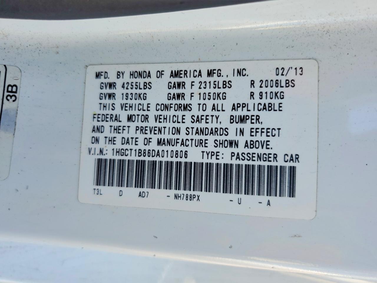 2013 Honda Accord Exl White vin: 1HGCT1B86DA010806