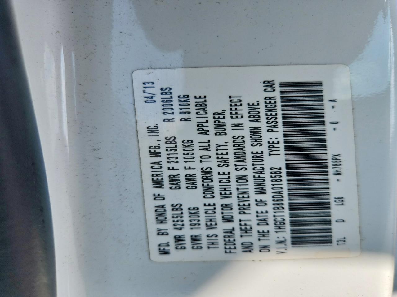 2013 Honda Accord Exl White vin: 1HGCT1B86DA018582