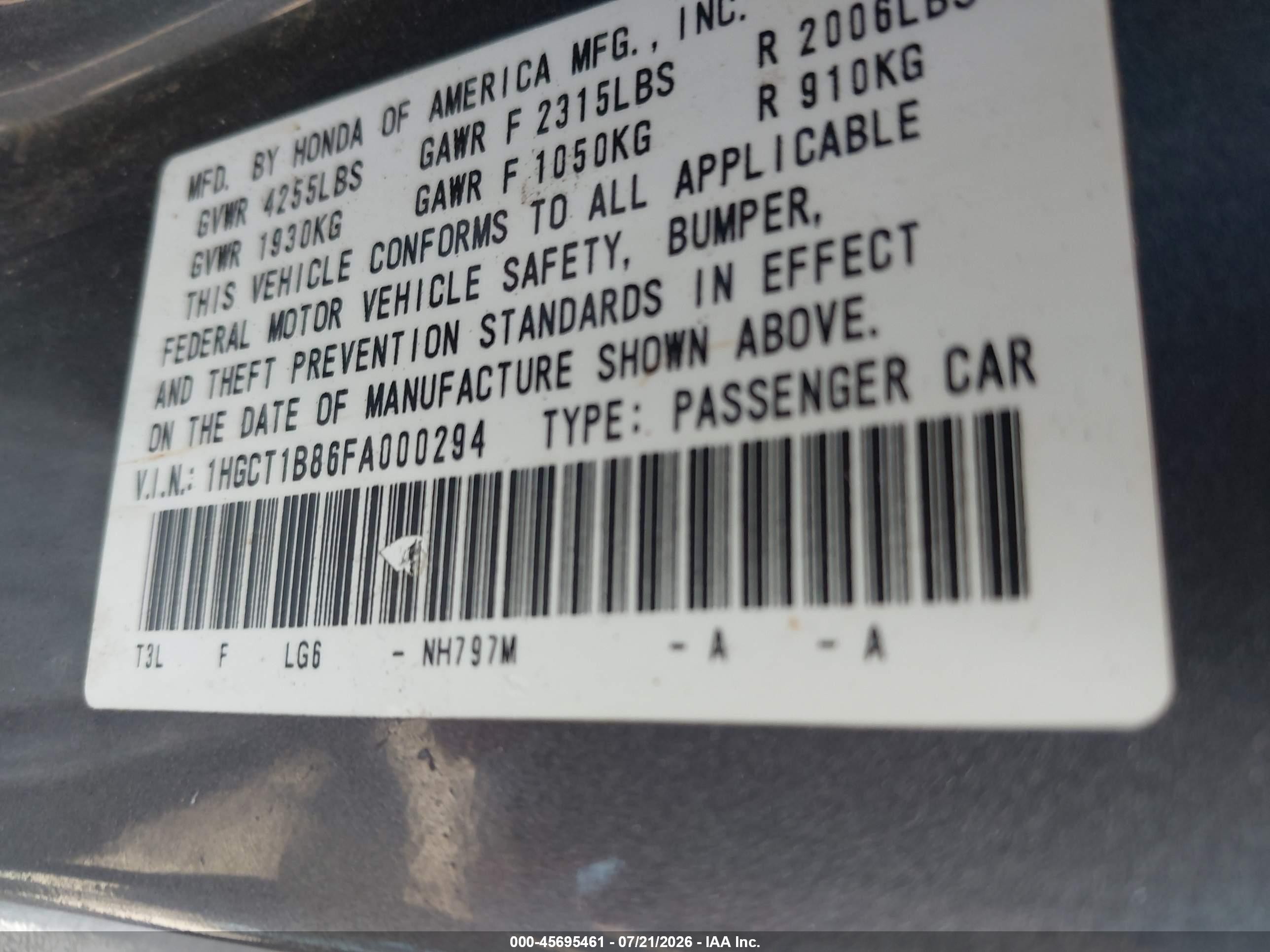 2015 Honda Accord Ex-l Gray vin: 1HGCT1B86FA000294