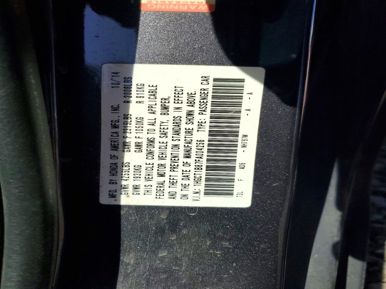 2015 Honda Accord Exl Серый vin: 1HGCT1B87FA004256