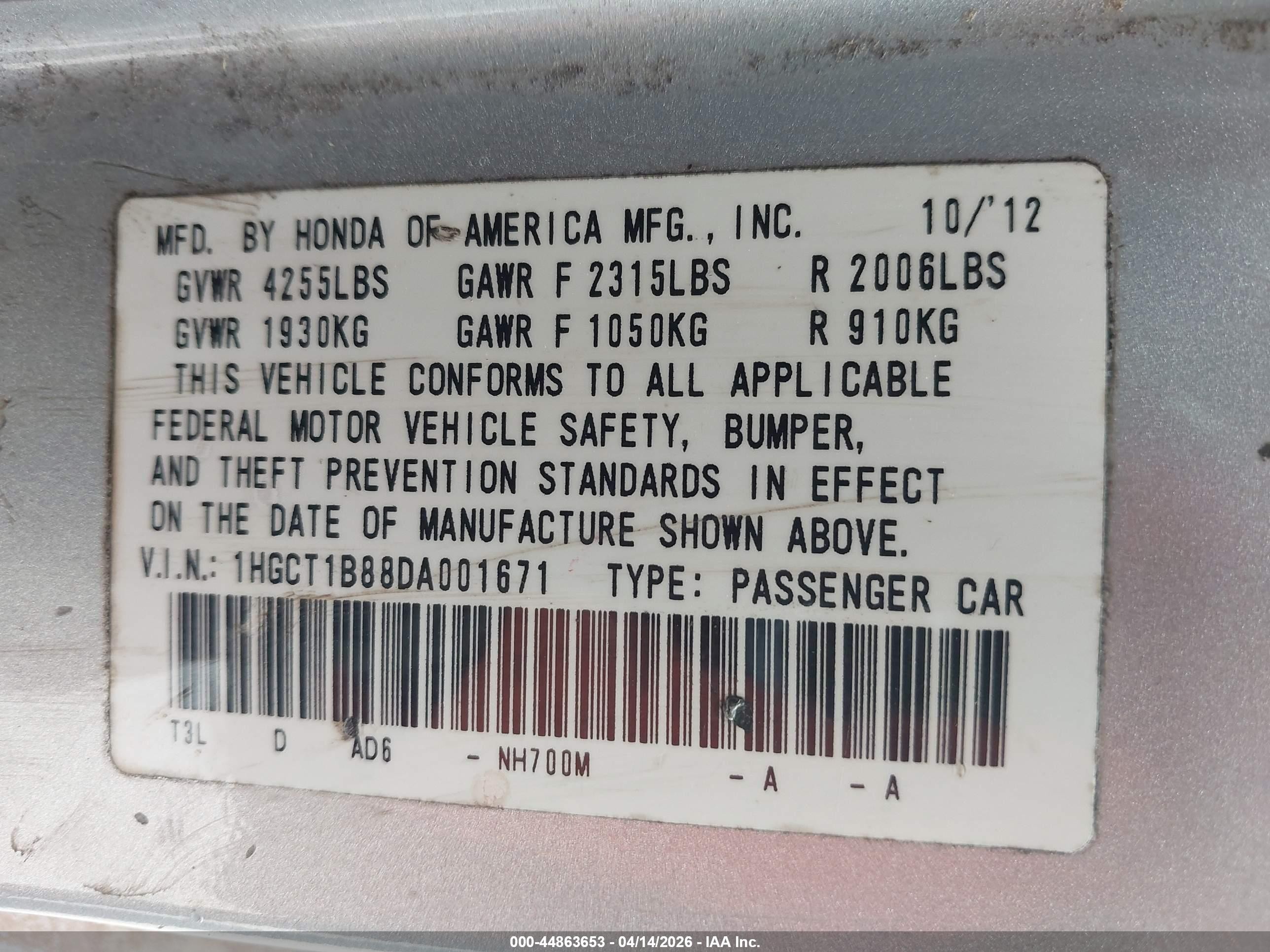 2013 Honda Accord Ex-l Silver vin: 1HGCT1B88DA001671