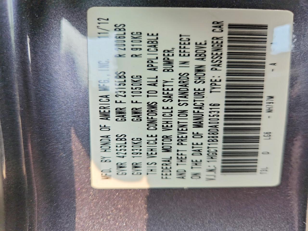 2013 Honda Accord Exl Gray vin: 1HGCT1B88DA005316
