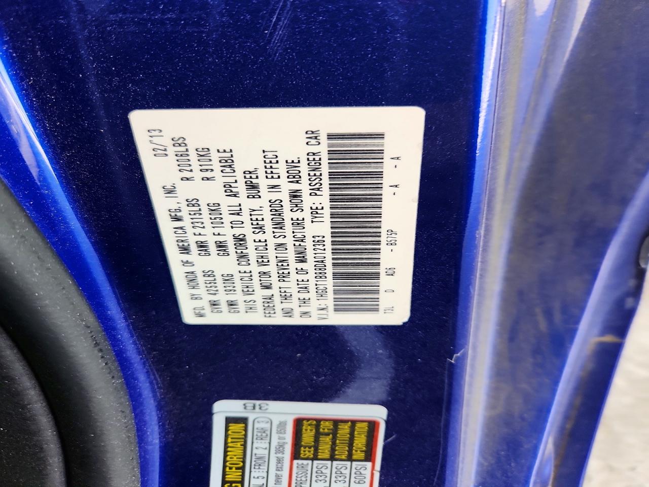 2013 Honda Accord Exl Blue vin: 1HGCT1B88DA012363