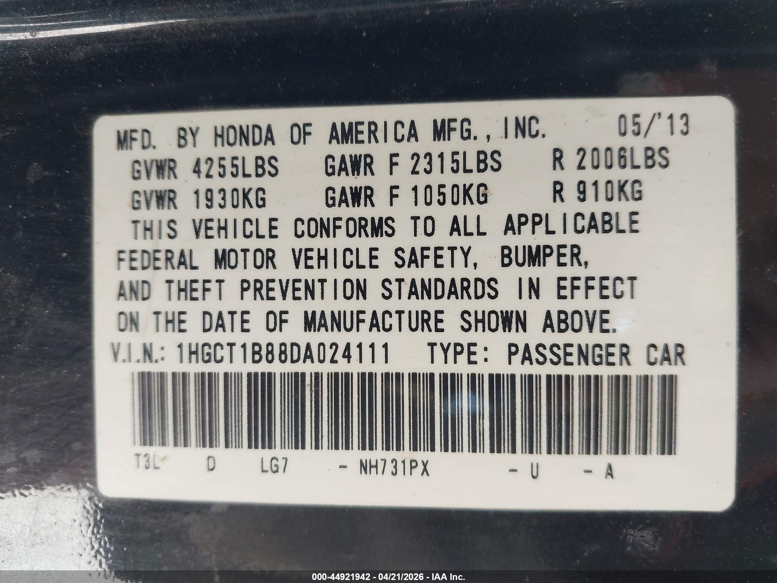 2013 Honda Accord Ex-l Черный vin: 1HGCT1B88DA024111