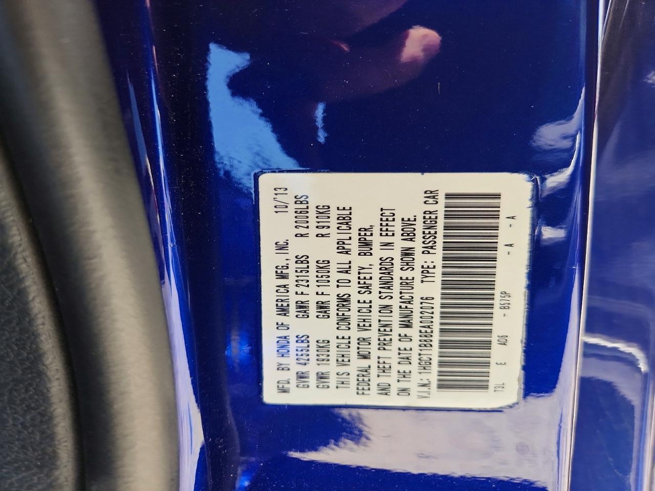 2014 Honda Accord Exl Blue vin: 1HGCT1B88EA002076
