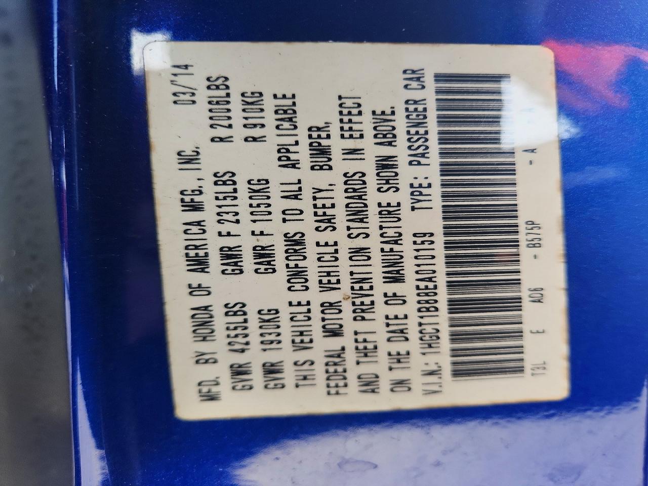 2014 Honda Accord Exl Blue vin: 1HGCT1B88EA010159