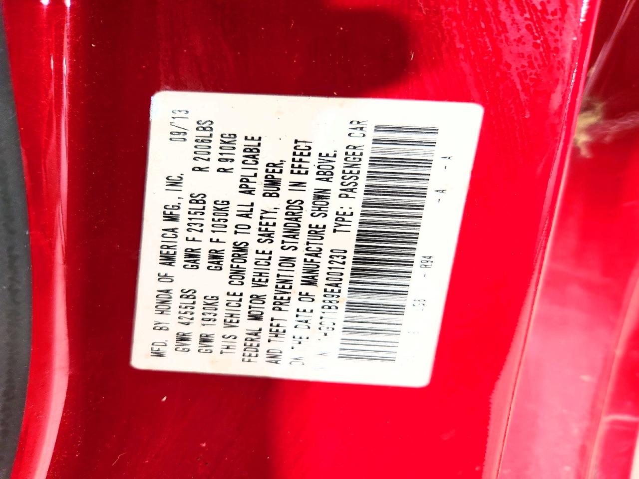 2014 Honda Accord Exl Красный vin: 1HGCT1B89EA001230