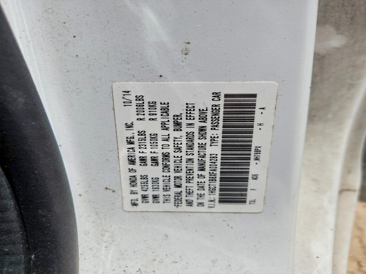 2015 Honda Accord Exl White vin: 1HGCT1B8XFA004283