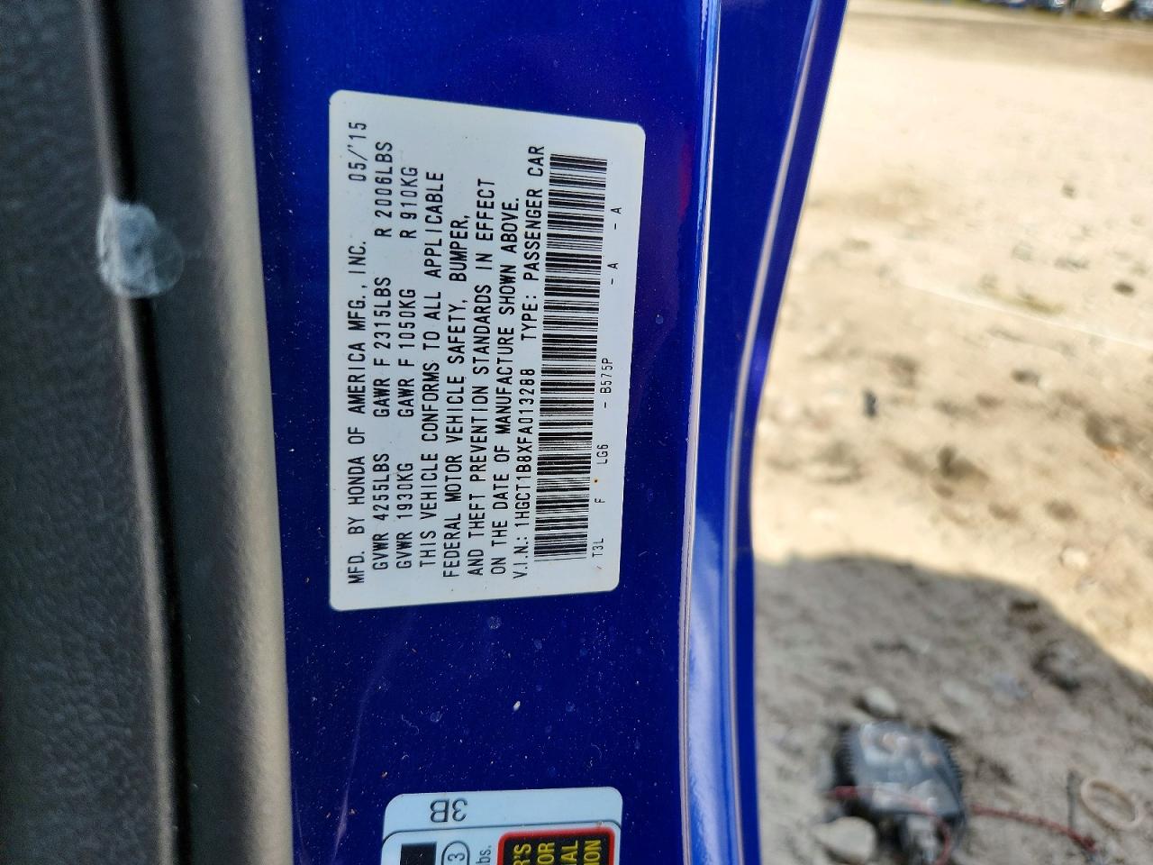 2015 Honda Accord Exl Blue vin: 1HGCT1B8XFA013288