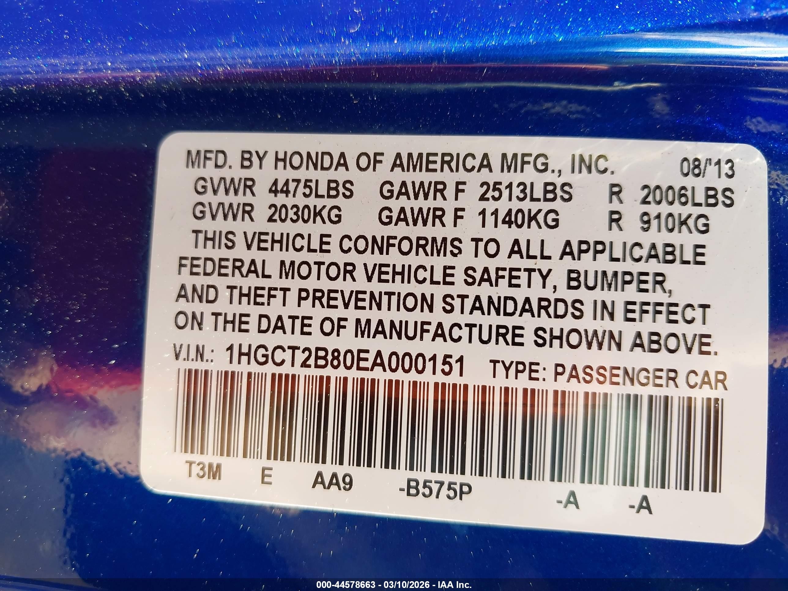 2014 Honda Accord Ex-l V-6 Blue vin: 1HGCT2B80EA000151