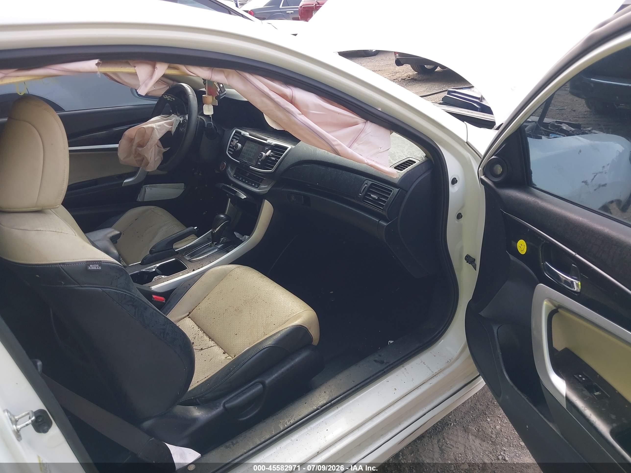 2015 Honda Accord Ex-l V-6 White vin: 1HGCT2B80FA004184