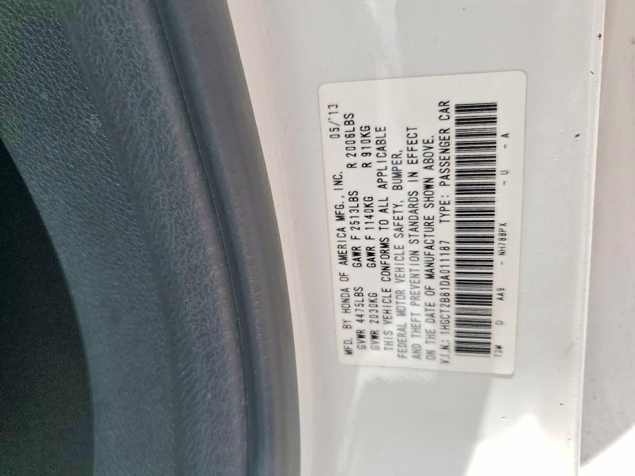 2013 Honda Accord Exl White vin: 1HGCT2B81DA011187