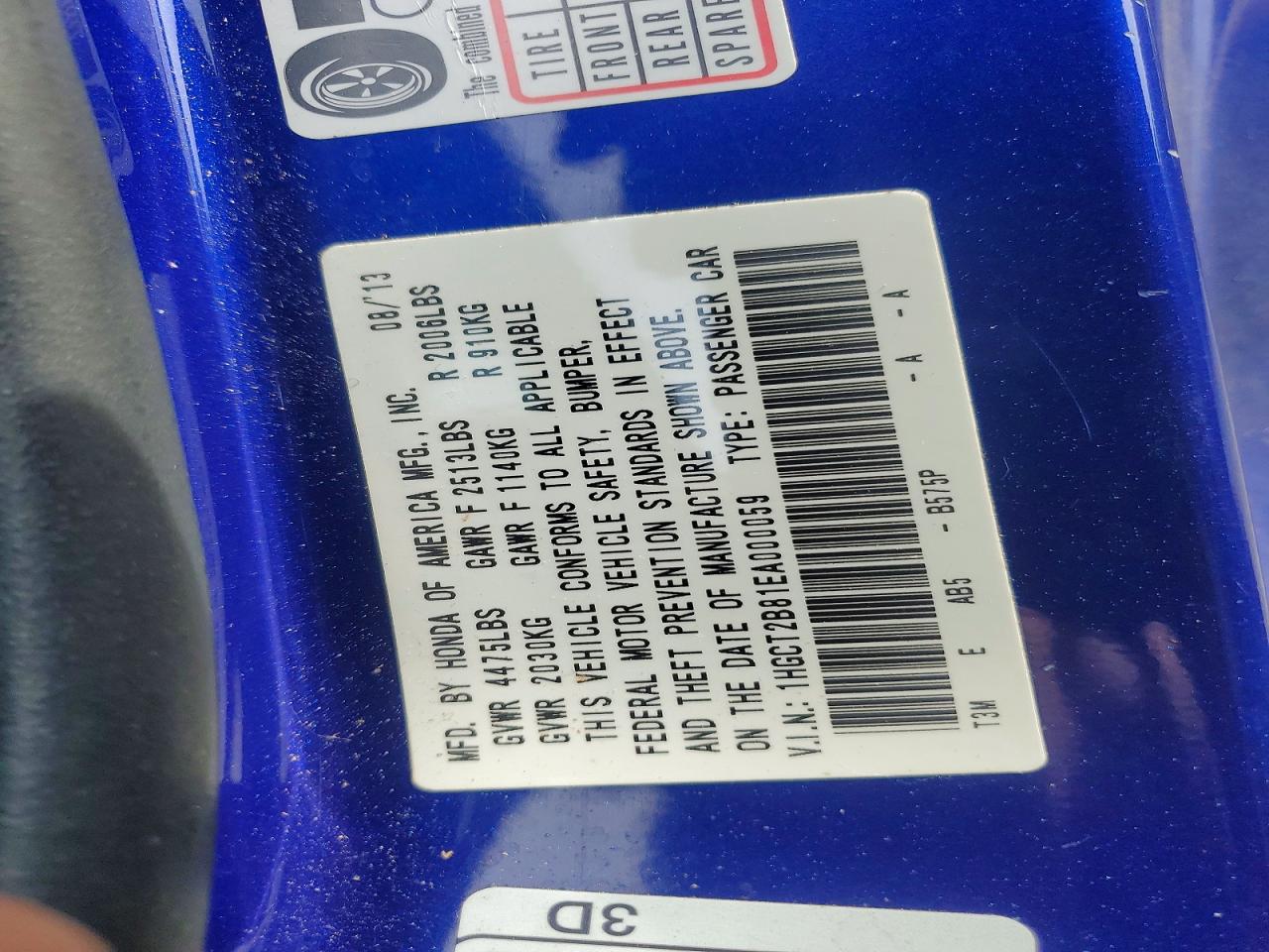 2014 Honda Accord Exl Blue vin: 1HGCT2B81EA000059