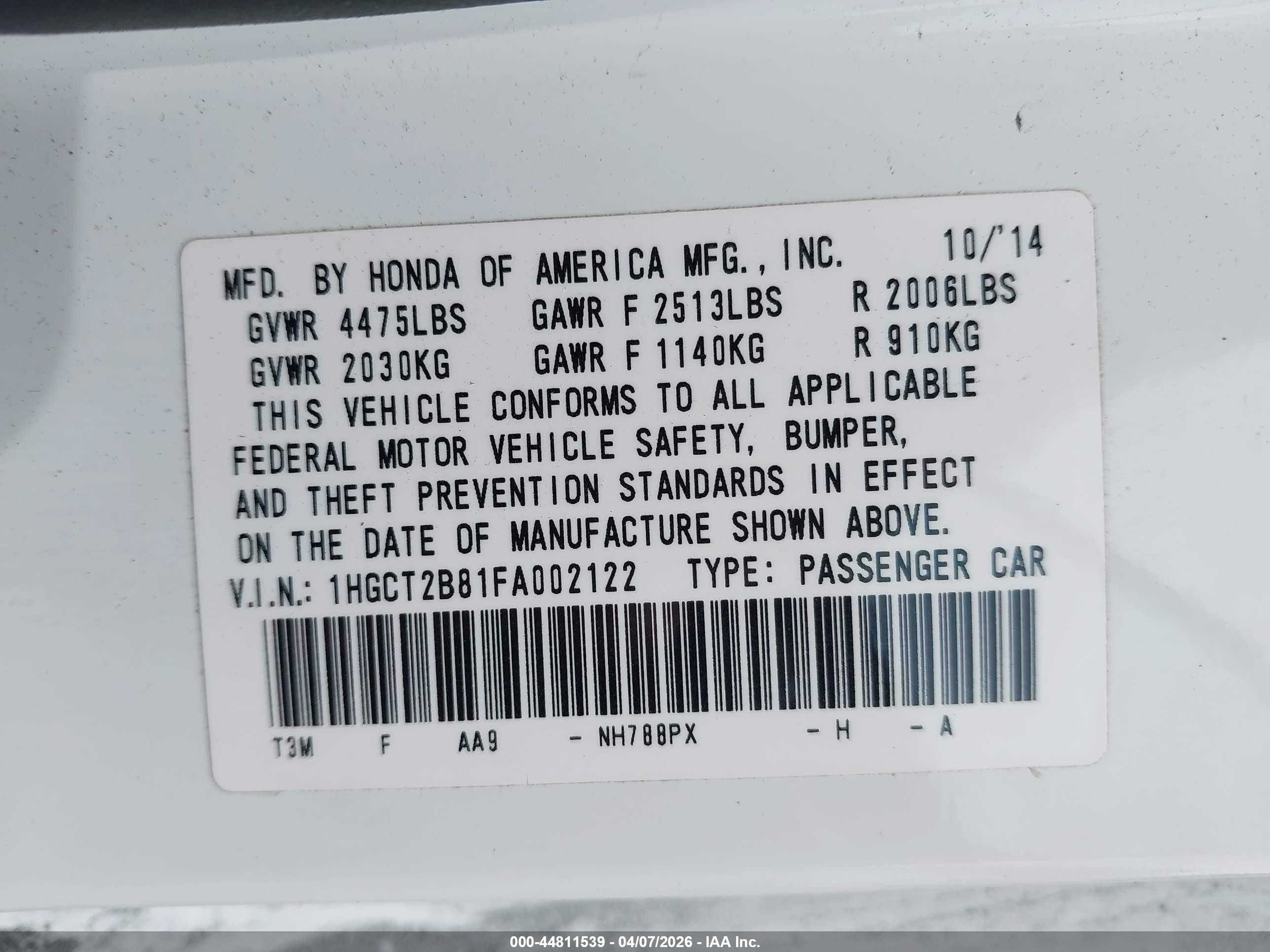 2015 Honda Accord Ex-l V-6 White vin: 1HGCT2B81FA002122