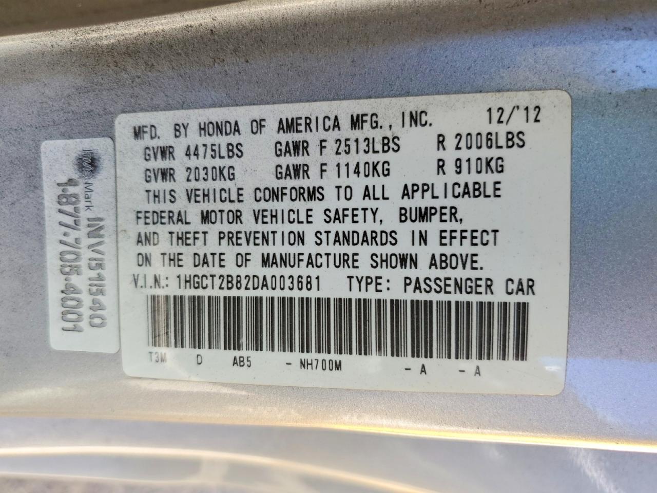 2013 Honda Accord Exl Silver vin: 1HGCT2B82DA003681