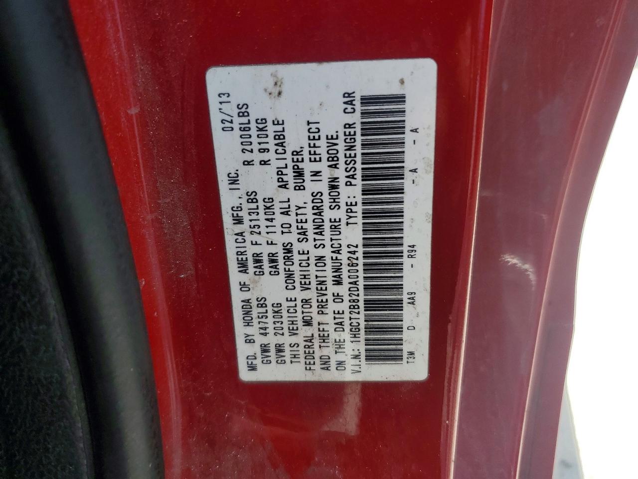 2013 Honda Accord Exl Red vin: 1HGCT2B82DA006242