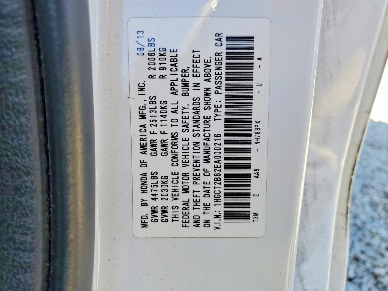 2014 Honda Accord Exl Белый vin: 1HGCT2B82EA000216