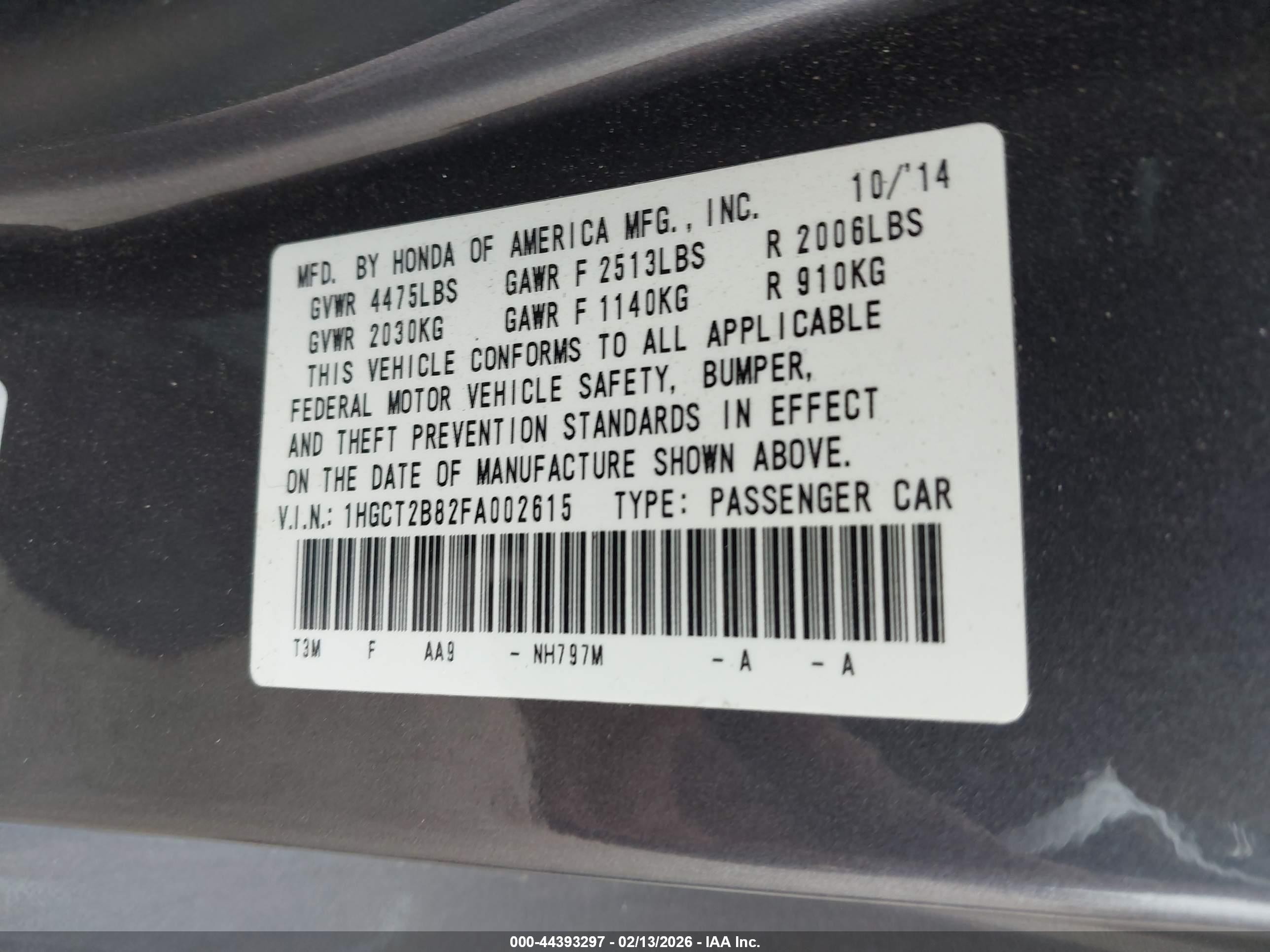 2015 Honda Accord Ex-l V-6 Gray vin: 1HGCT2B82FA002615