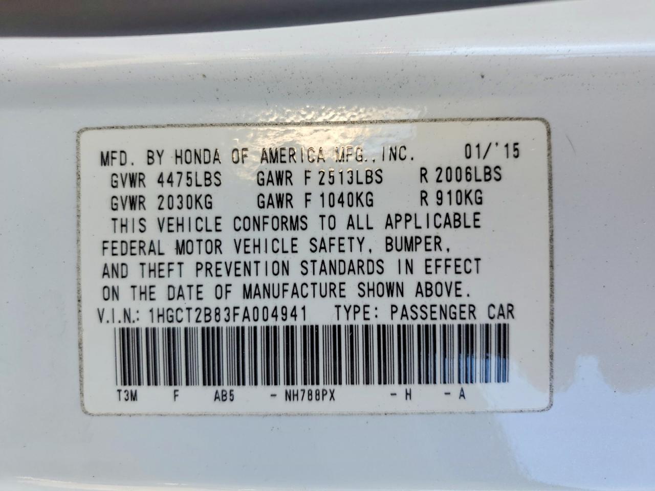 2015 Honda Accord Exl Белый vin: 1HGCT2B83FA004941