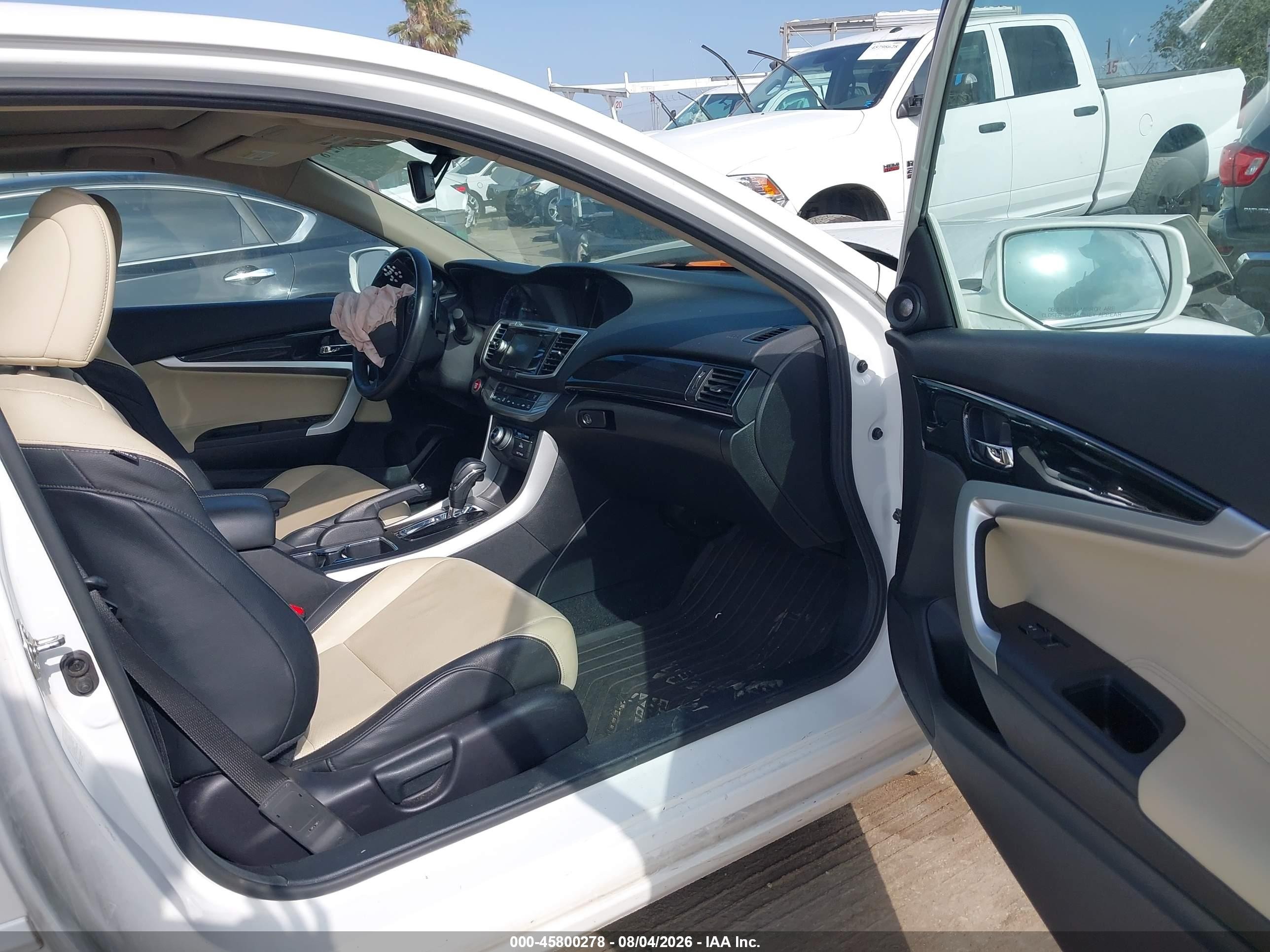 2015 Honda Accord Ex-l V-6 White vin: 1HGCT2B83FA005930