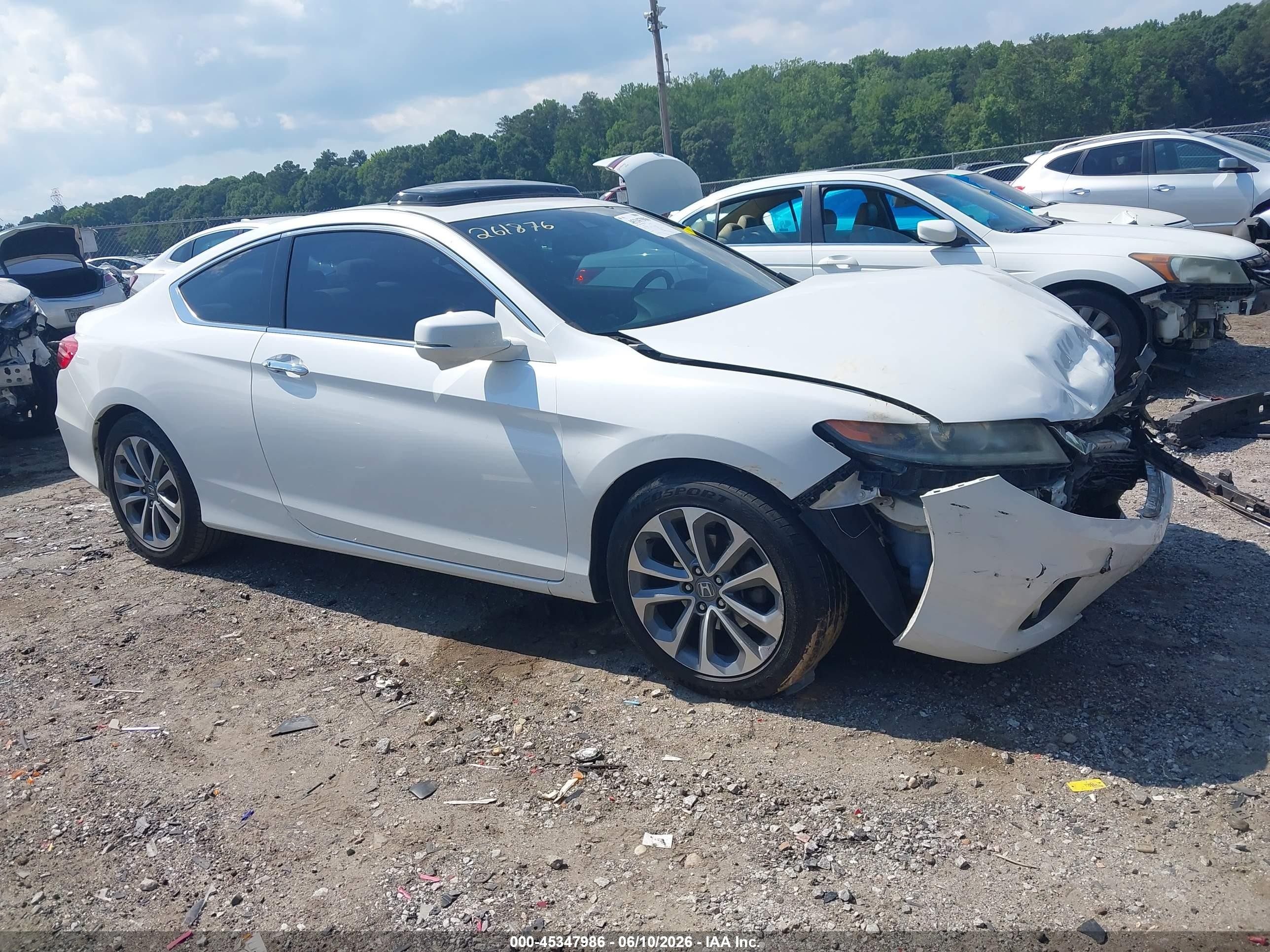 2015 Honda Accord Ex-l V-6 White vin: 1HGCT2B83FA006446