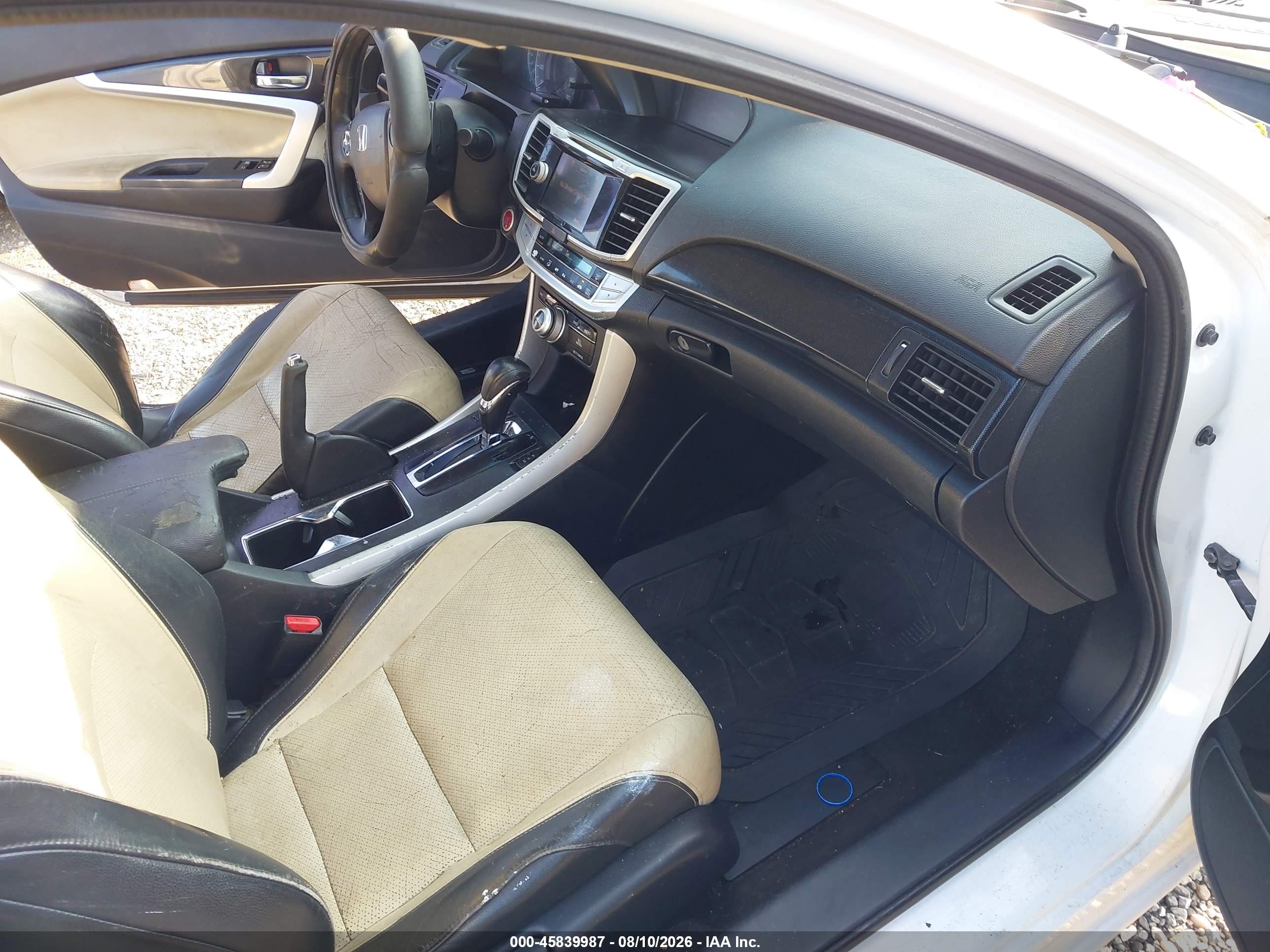 2014 Honda Accord Ex-l V-6 White vin: 1HGCT2B84EA000525