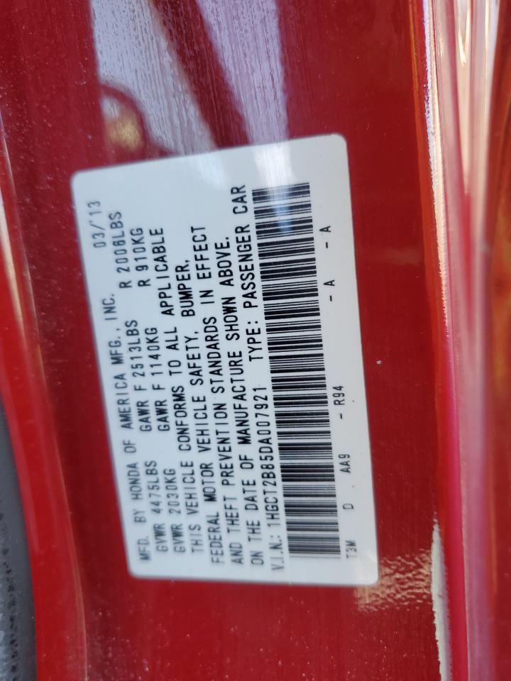 2013 Honda Accord Exl Red vin: 1HGCT2B85DA007921
