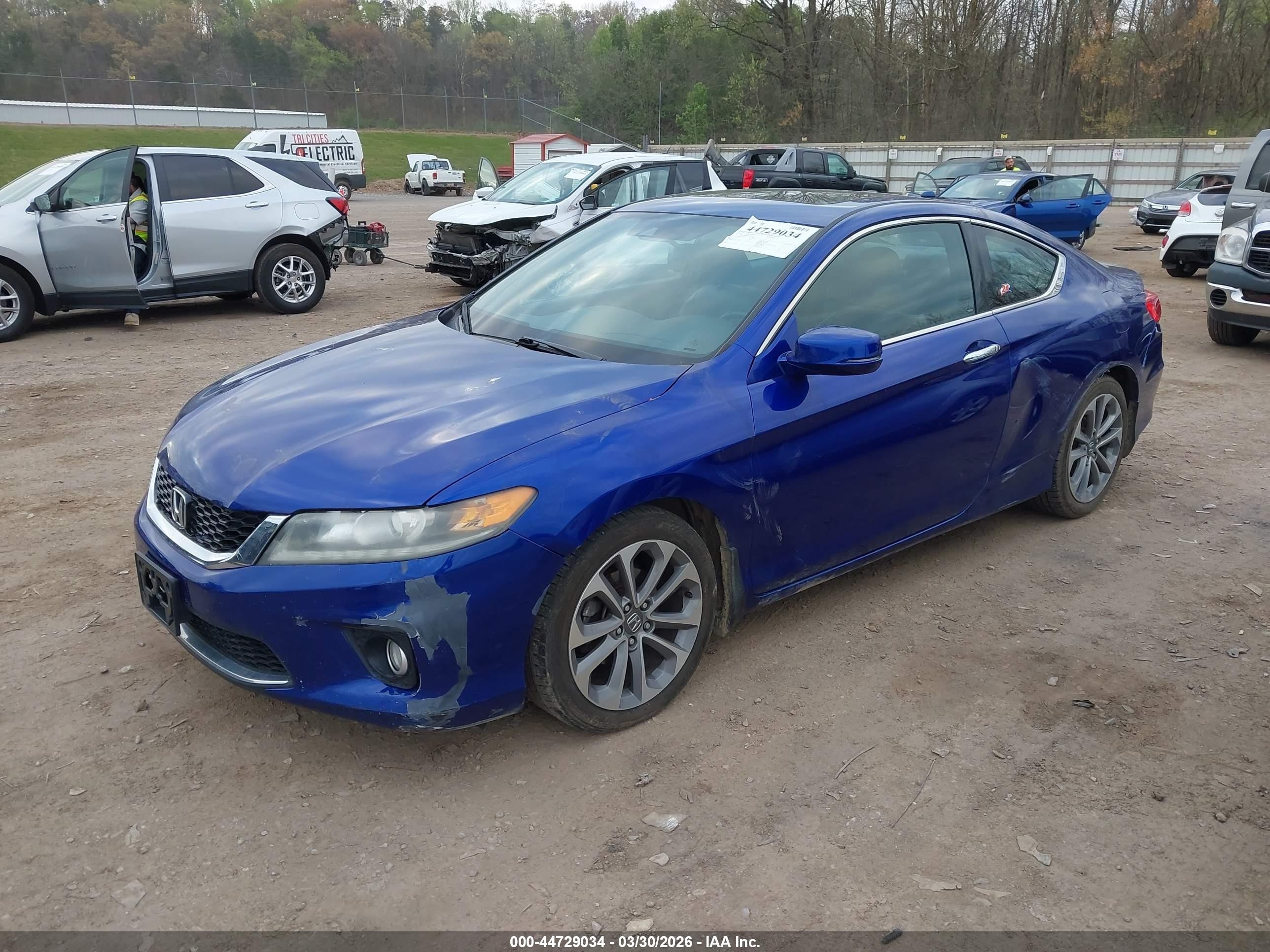 2014 Honda Accord Ex-l V-6 Blue vin: 1HGCT2B85EA003045