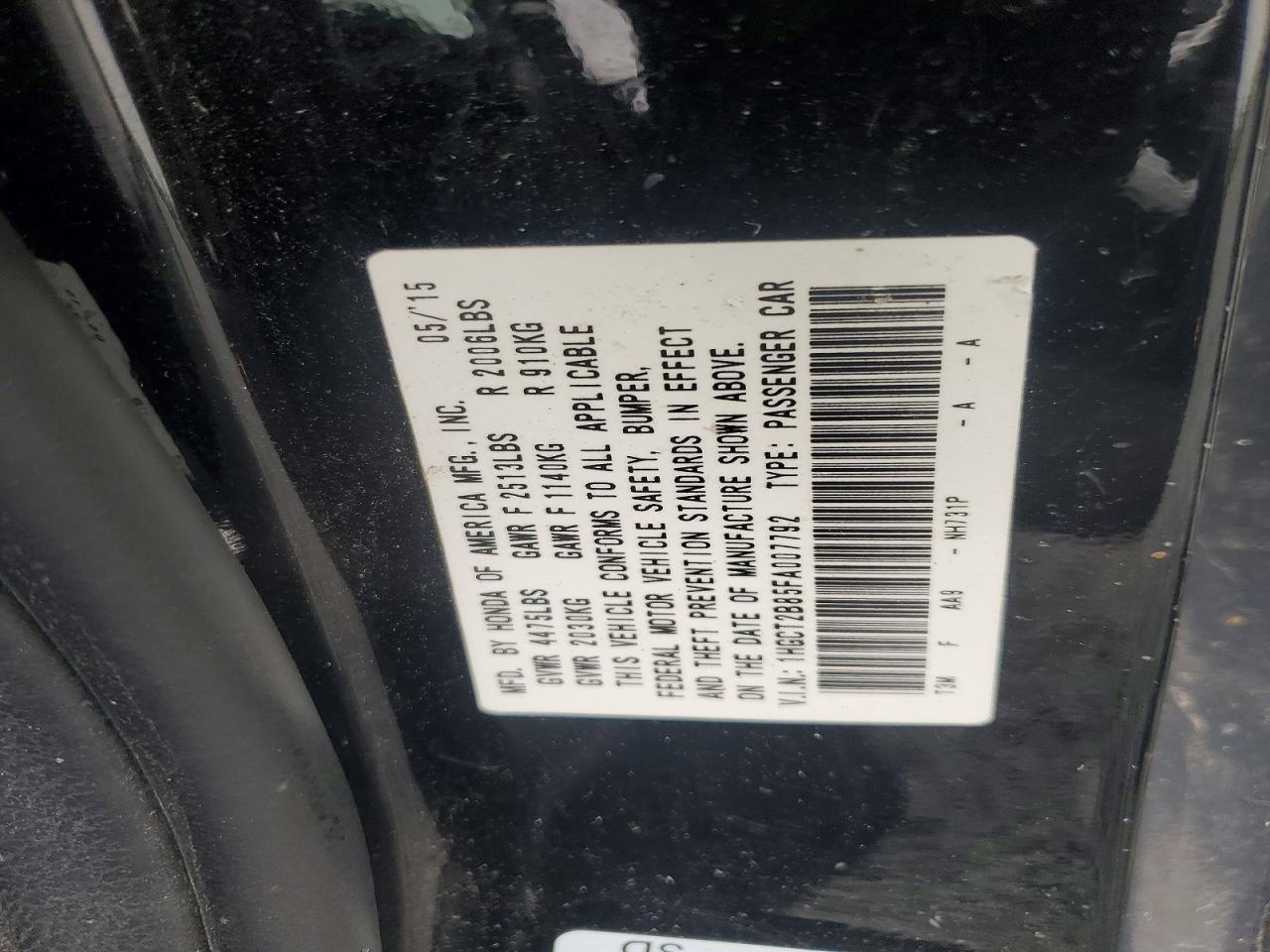 2015 Honda Accord Exl Black vin: 1HGCT2B85FA007792