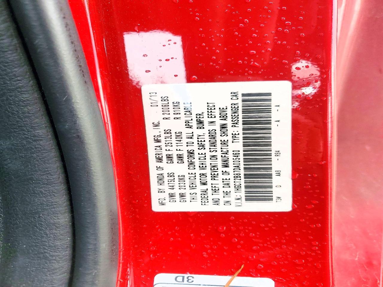 2013 Honda Accord Exl Red vin: 1HGCT2B87DA005460