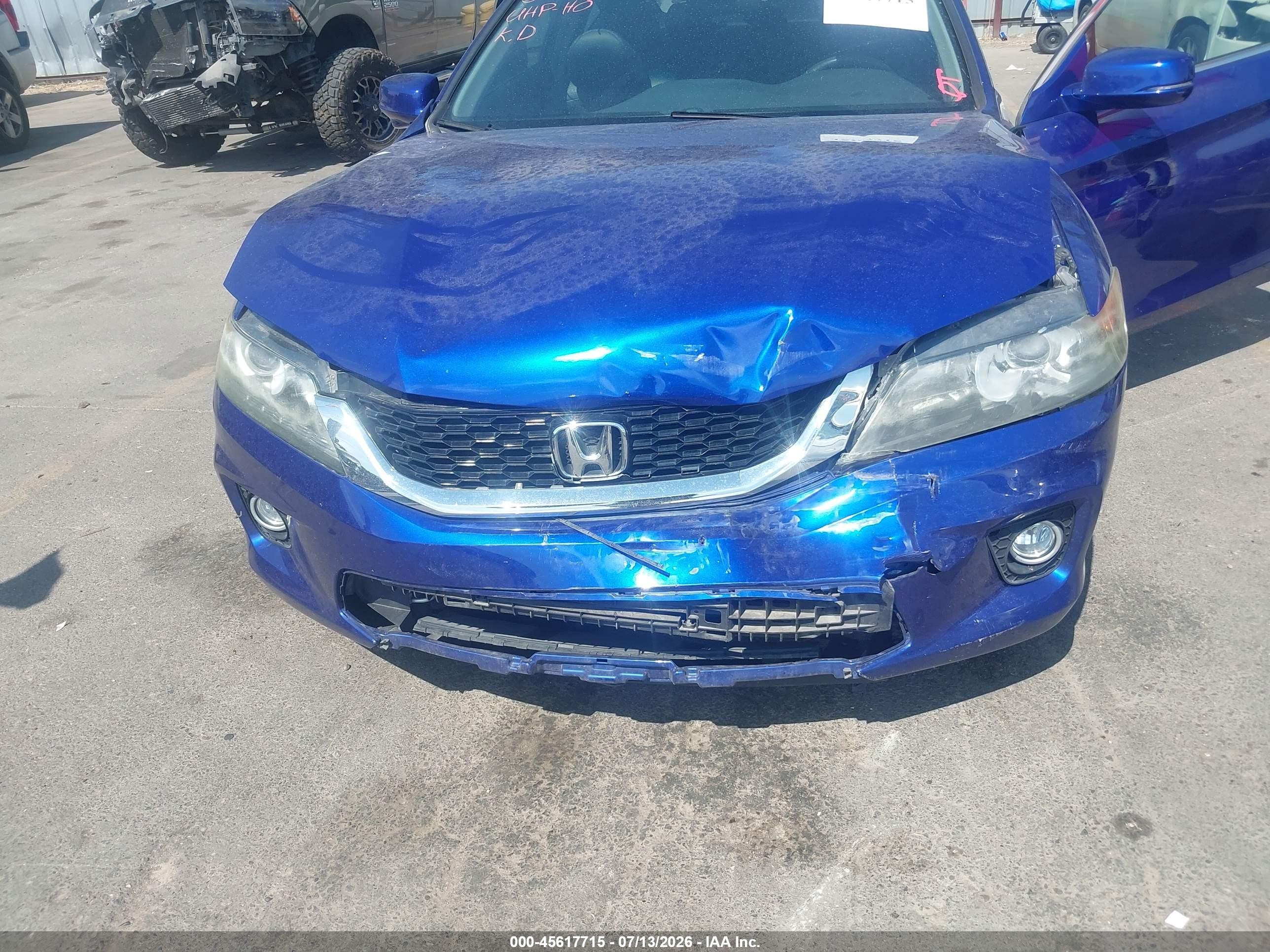 2013 Honda Accord Ex-l V-6 Blue vin: 1HGCT2B87DA007693