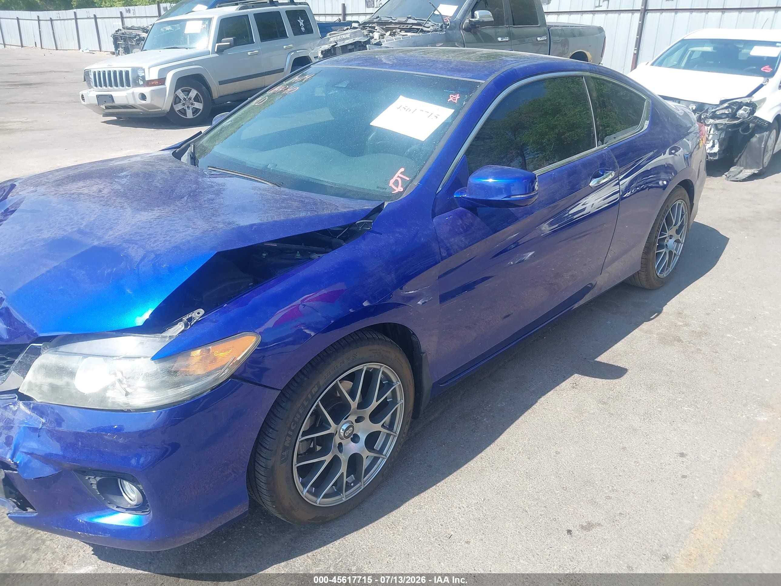 2013 Honda Accord Ex-l V-6 Blue vin: 1HGCT2B87DA007693