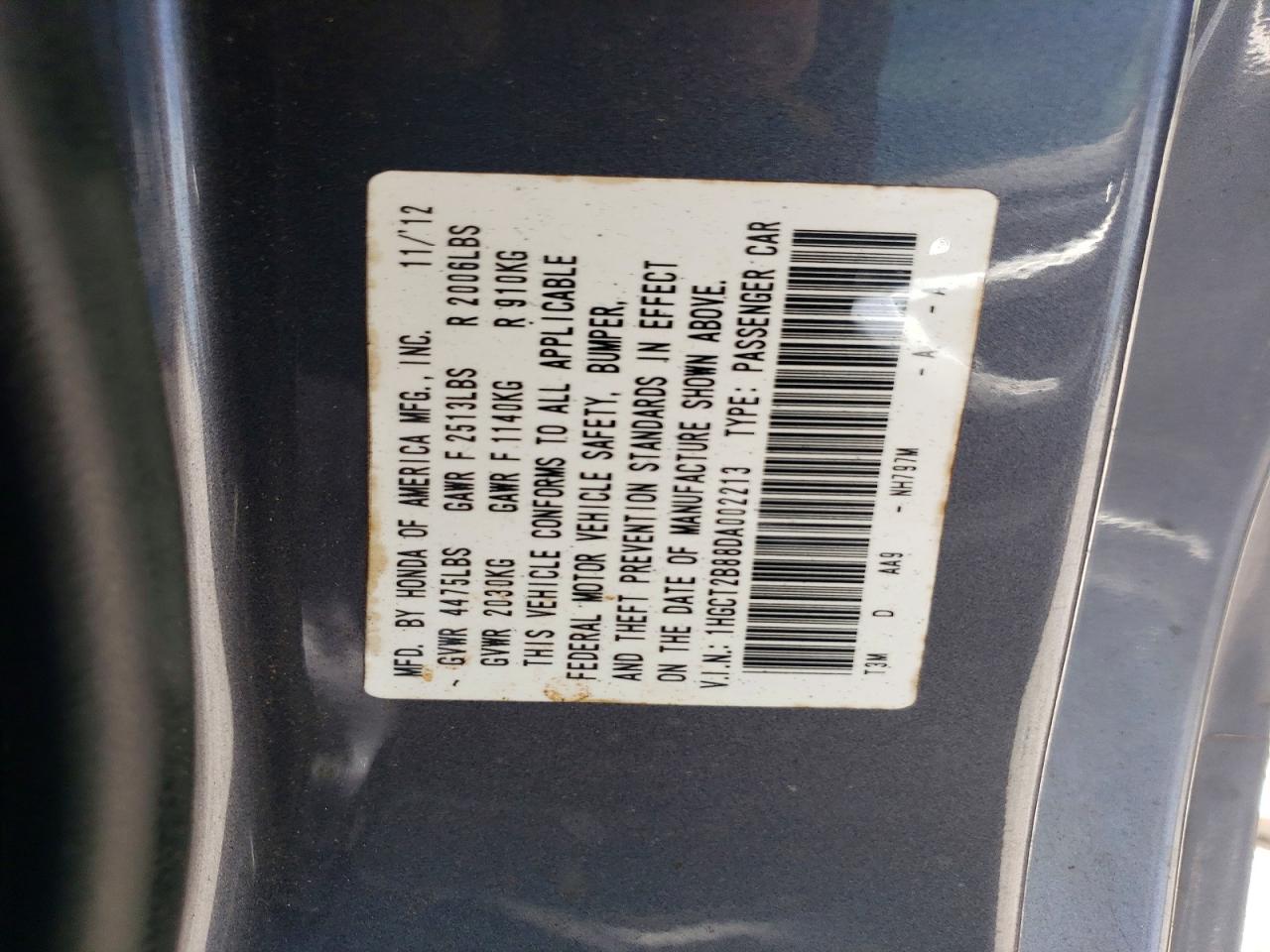 2013 Honda Accord Exl Gray vin: 1HGCT2B88DA002213