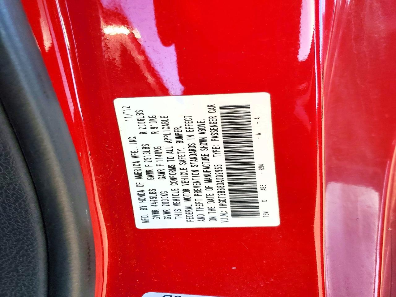 2013 Honda Accord Exl Red vin: 1HGCT2B88DA002955