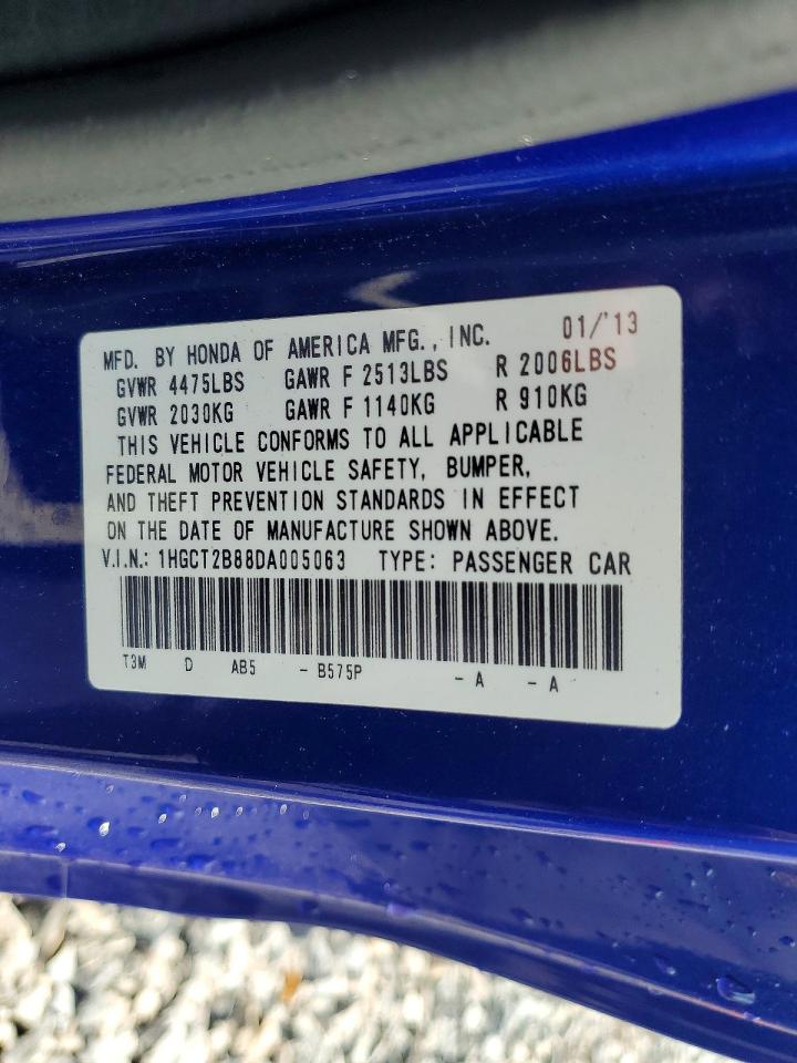 2013 Honda Accord Exl Blue vin: 1HGCT2B88DA005063