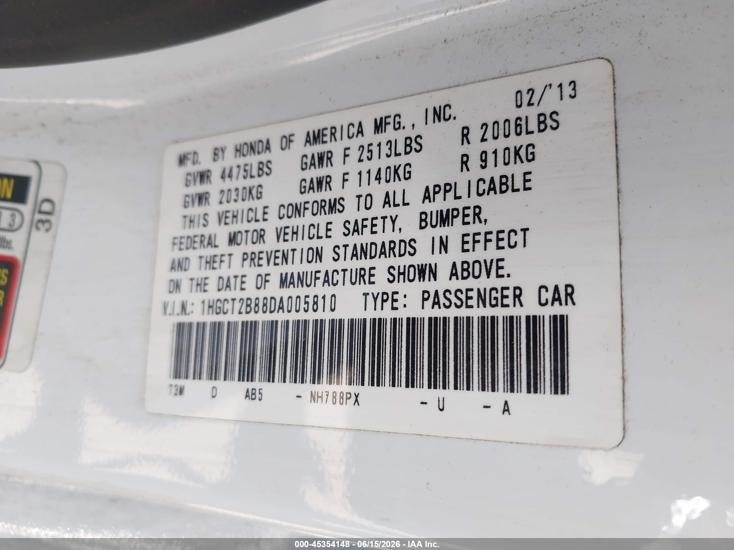 2013 Honda Accord Ex-l V-6 Белый vin: 1HGCT2B88DA005810