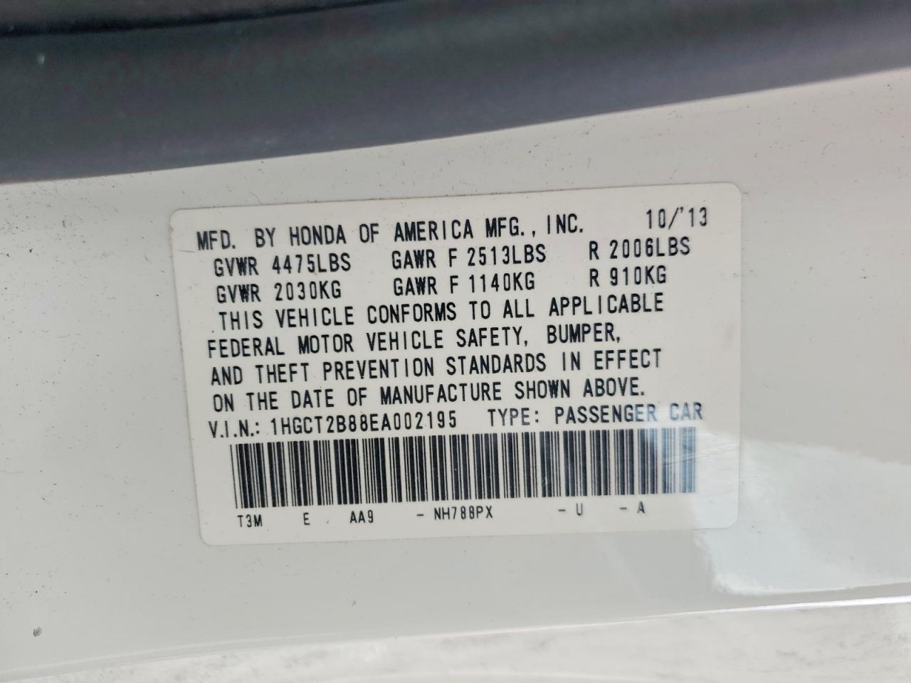 2014 Honda Accord Exl White vin: 1HGCT2B88EA002195