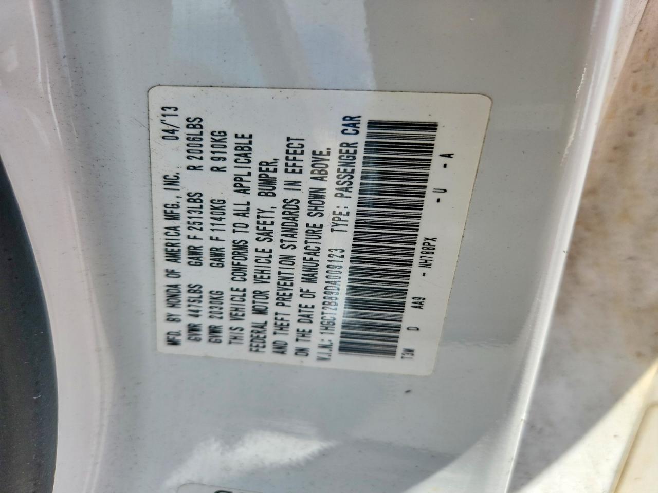 2013 Honda Accord Exl White vin: 1HGCT2B89DA009123
